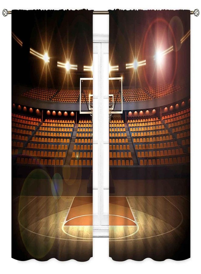 TKUYO Basketball Curtains, Kids Sport Basketball Stadium Field Boys Teens Men Game Art Printed Blackout Window Drapes Treatments for Bedroom Living Room Nursery Fabric 2 Panels Set, 42"x45" Inch - Image 2